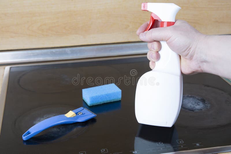 Cleaning of the Sensor Electric Stove with Special Cleaning Agents Stock Image Image of stove