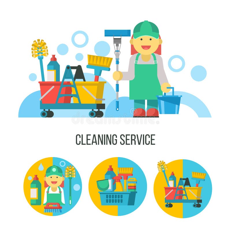 Cleaning Service Set Of Vector Emblems Stock Vector Illustration Of