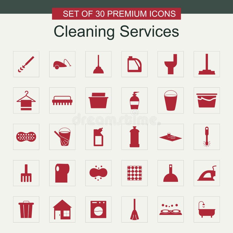 Cleaning Services Icons Set Stock Vector Illustration of line, maid 120625761
