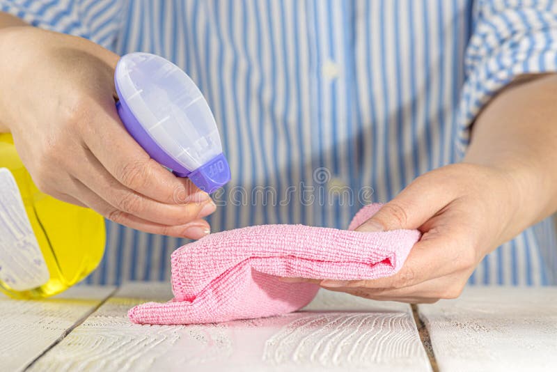 The Cleaning Staff Use Cloths on the Surface and Use Cleaning Agents