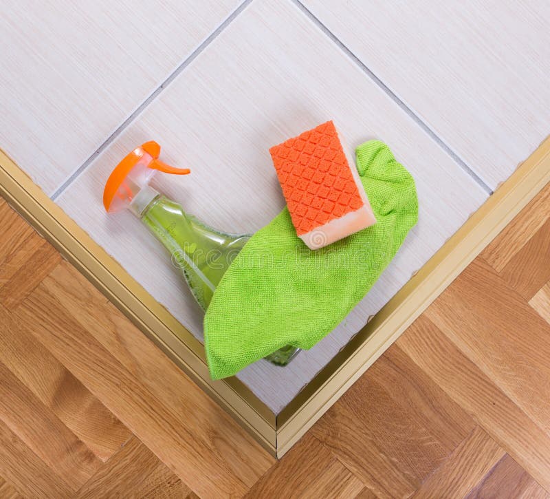 Cleaning Supplies on the Floor Stock Photo Image of products, closeup