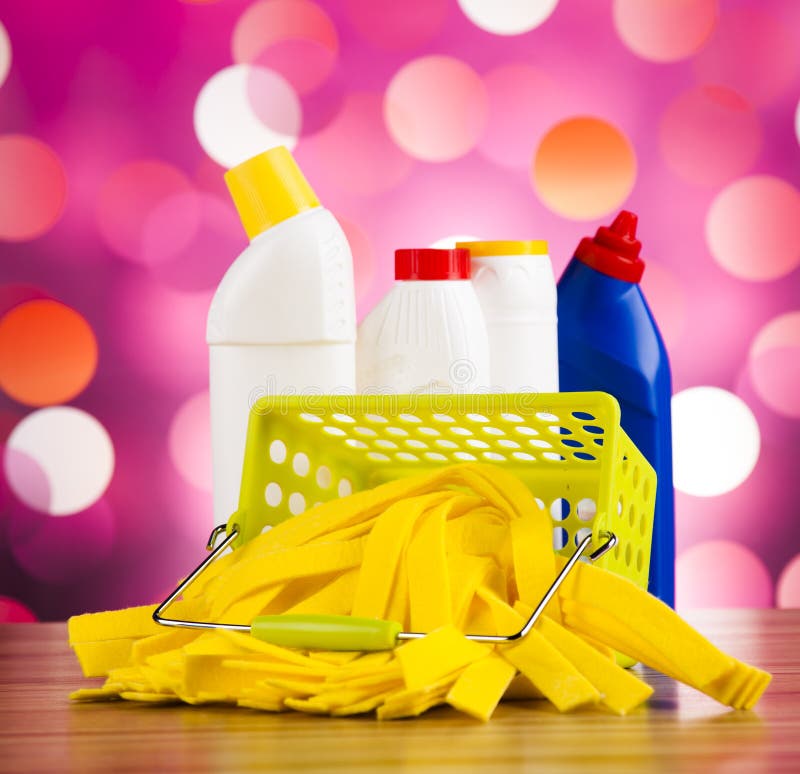 Cleaning Supplies,home Work Colorful Theme Stock Photo Image of