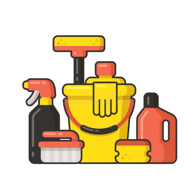 Cleaning supplies stock vector. Illustration of flat 60596132