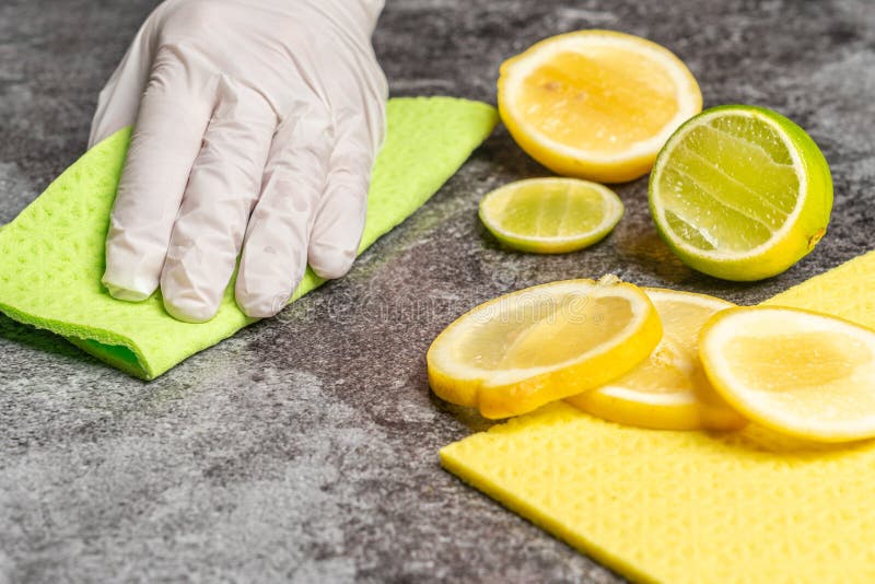 Cleaning the Table with Biological Cleaning Agents Stock Image Image