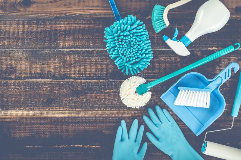 Cleaning Lady with a Bucket and Cleaning Products . Stock Photo Image of detergents, hold