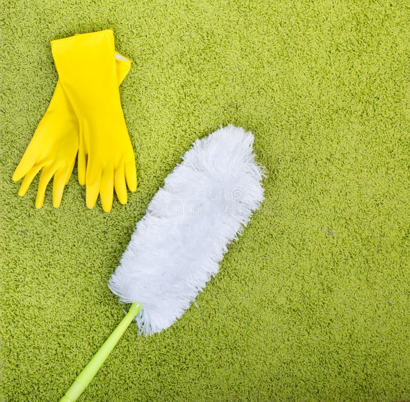 Cleaning tools on carpet stock image. Image of chores 82600863