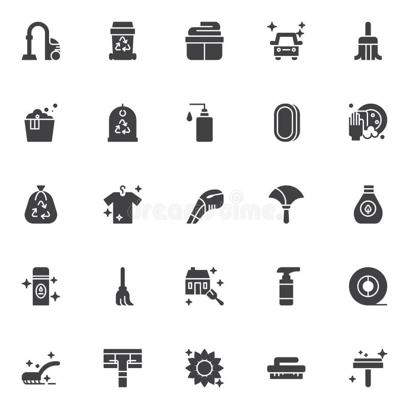 Cleaning vector icons set