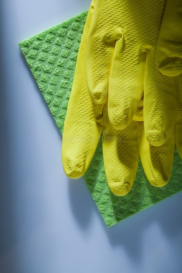 Cleaning Washcloth Safety Gloves on White Surface Stock Photo Image