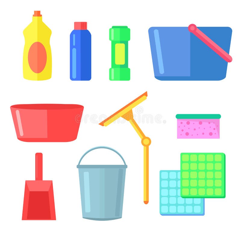 Cleaning Tools Isolated. House Washing Equipment. Stock Vector -  Illustration of housework, housekeeping: 79812794