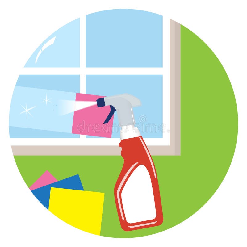 Cleaning Window and Cleaner Detergent in Plastic Bottle with Spray ...