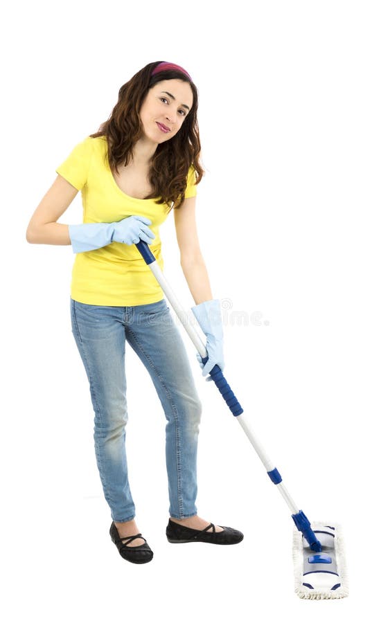 Cleaning Woman Sweeping the Ground Stock Image Image of friendly