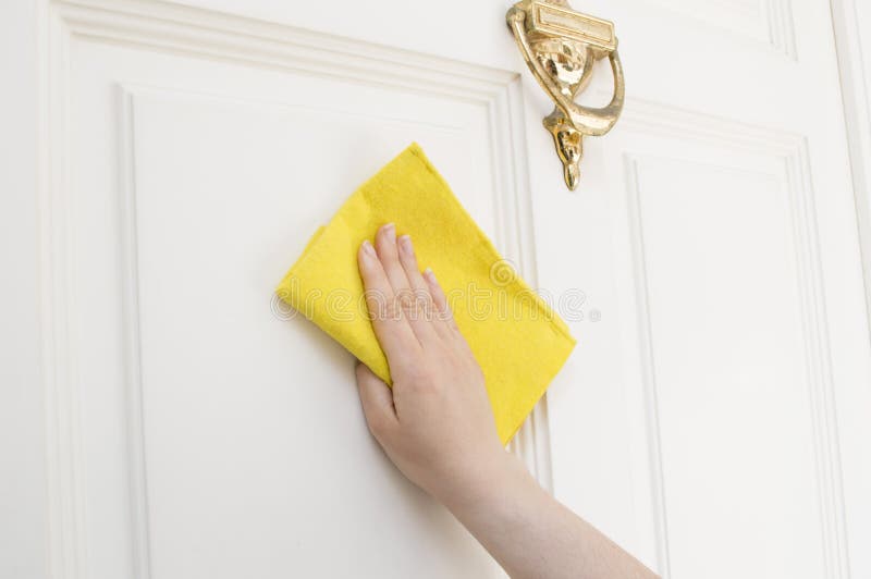 Cleaning wooden white door stock image. Image of fresh 31446377