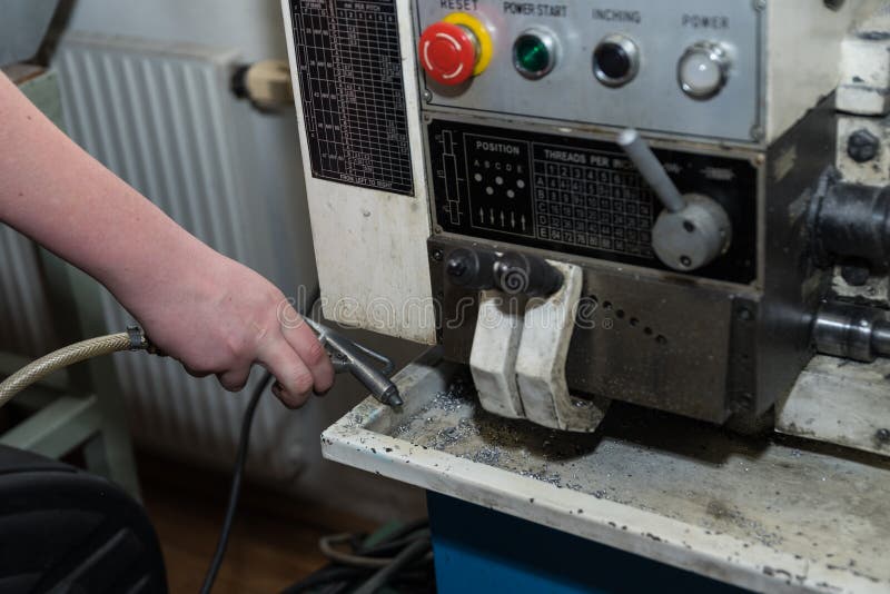 Cleaning with Compressed Air Gun Stock Photo Image of maally, hand
