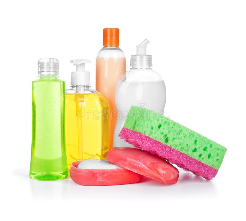 Cleansers и мыло химиката домочадца в блюде мыла стоковые фото