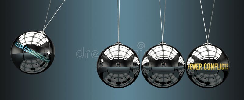 Clear Communication that leads to Fewer Conflicts, transmitting power to it. Cause and effect relation vector illustration