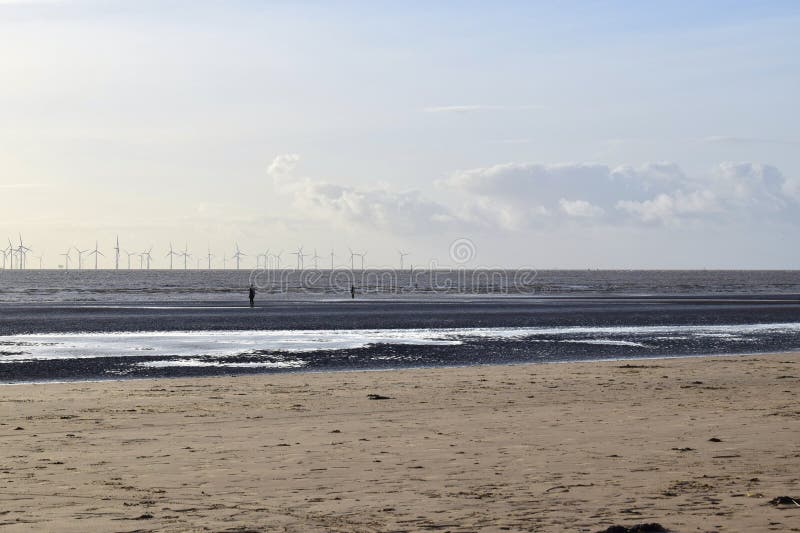 Clear Day at Crosby Beach, Liverpool Stock Image Image of sand