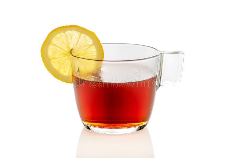 Clear Glass Cup of Tea with Lemon Slice Stock Image Image of food