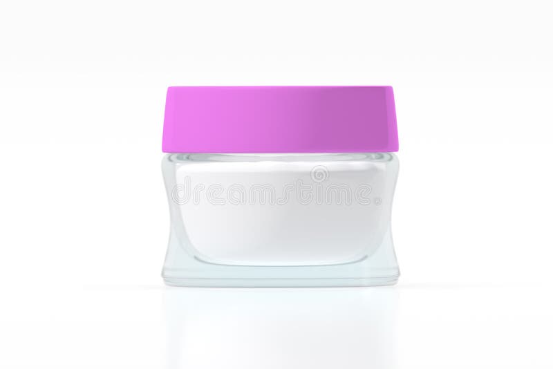 Clear Glass Jar with Pink Color Plastic Lid 3D Rendering Stock