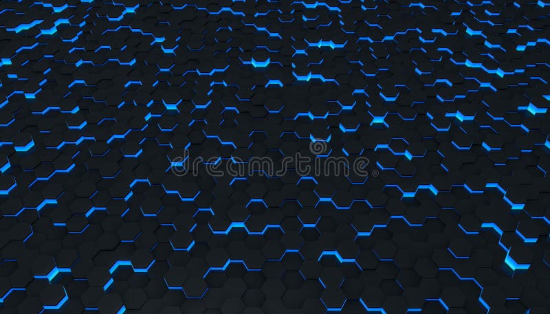 Clear pattern abstract background hexagon black and blue, wallpaper futuristic