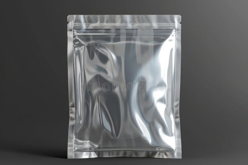 A clear plastic bag is displayed on a black background. This versatile image can be used in various contexts stock image