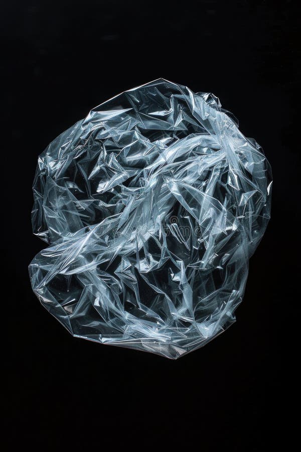 A clear plastic bag lying on a black surface royalty free stock image