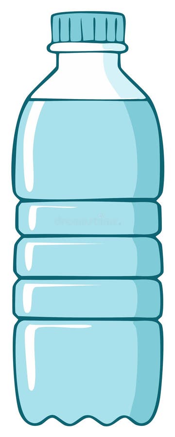 Clear plastic bottle filled with refreshing blue liquid and a ribbed blue cap stock illustration
