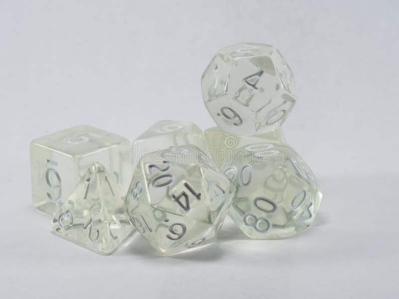 Clear polyhedral dice group royalty free stock image Clear polyhedral dice group royalty free stock image