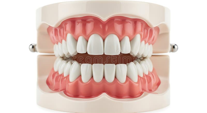 Detailed Anatomical Model of Human Teeth and Gums in a Jaw Structure stock illustration