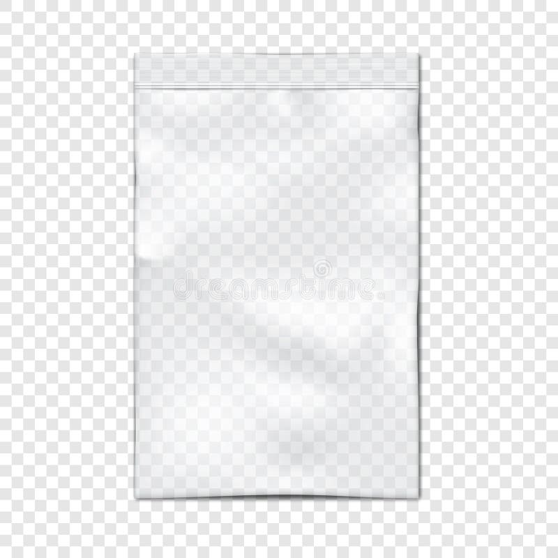 Clear Vinyl Resealable Zipper Pouch Mockup. Empty Transparent Plastic
