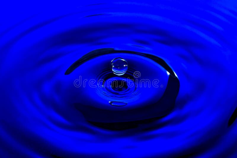 Clear Water Drop on Blue