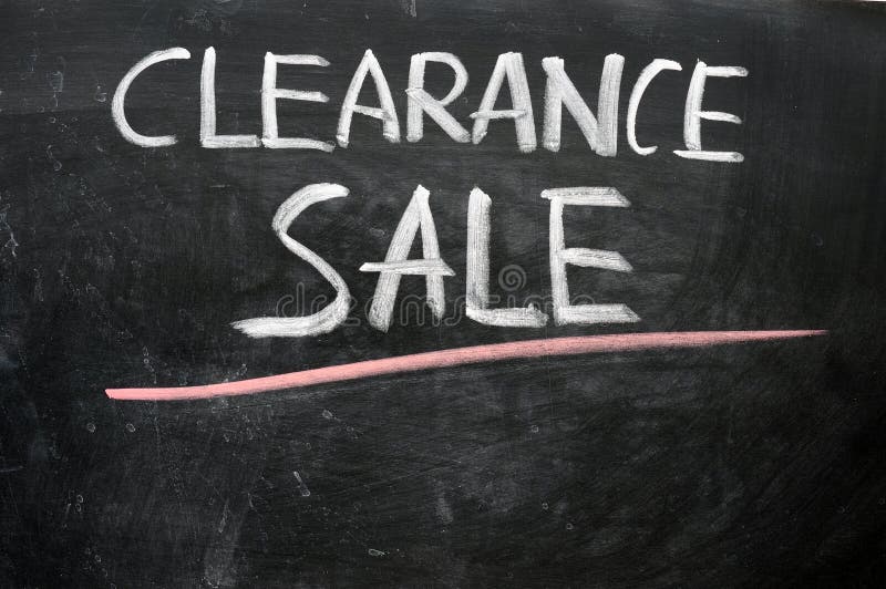 Clearance sale written on a blackboard
