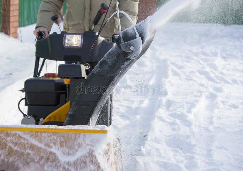 Clearing snow stock photo