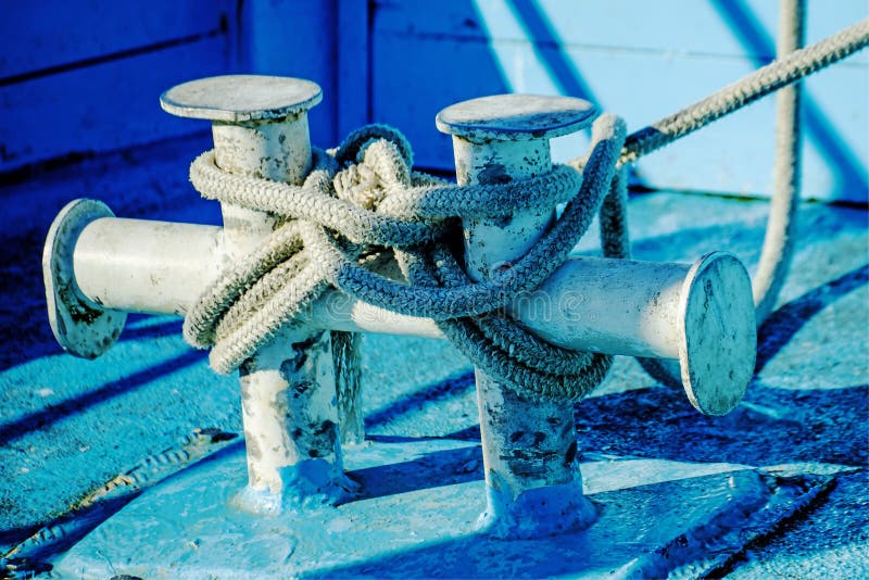 Cleat with Mooring Line of a Trawler Stock Image Image of pier, ship