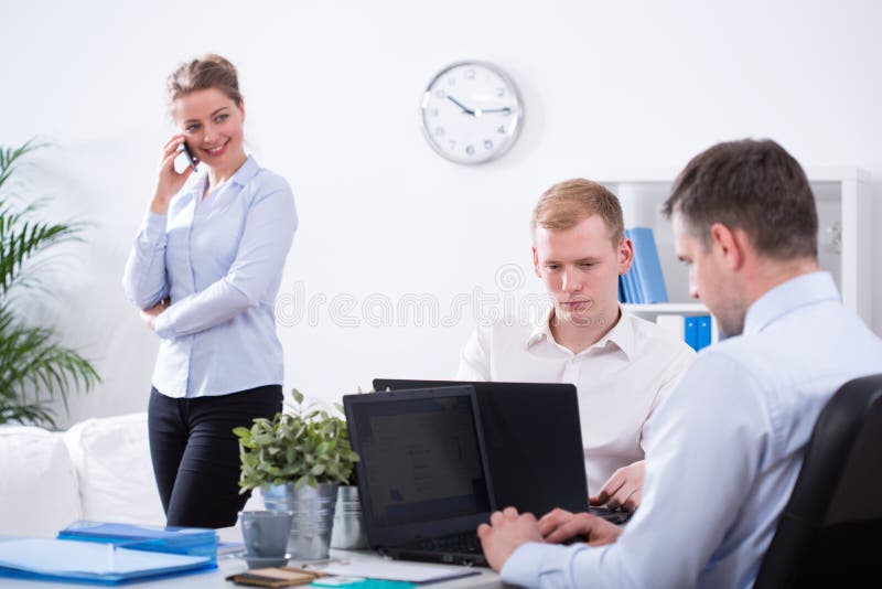 Clerks Working in Corporation Stock Photo Image of boss, clerk 54095378