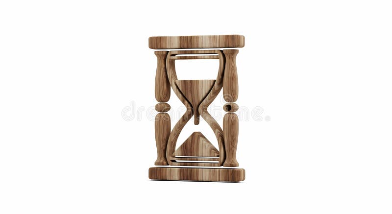 Clessidra di legno che simboleggia il tempo passato su uno sfondo bianco pulito illustrazione vettoriale