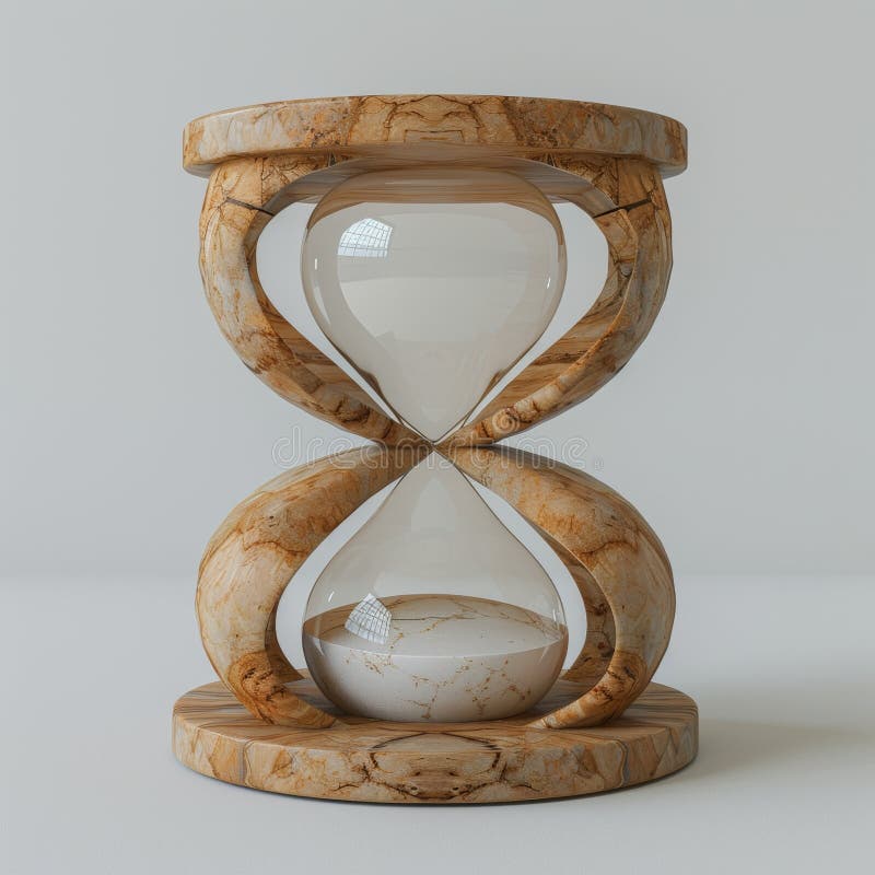 Clessidra di legno con elemento 3D elegante con design moderno e curve di smusso per decodificazione senza tempo illustrazione di stock