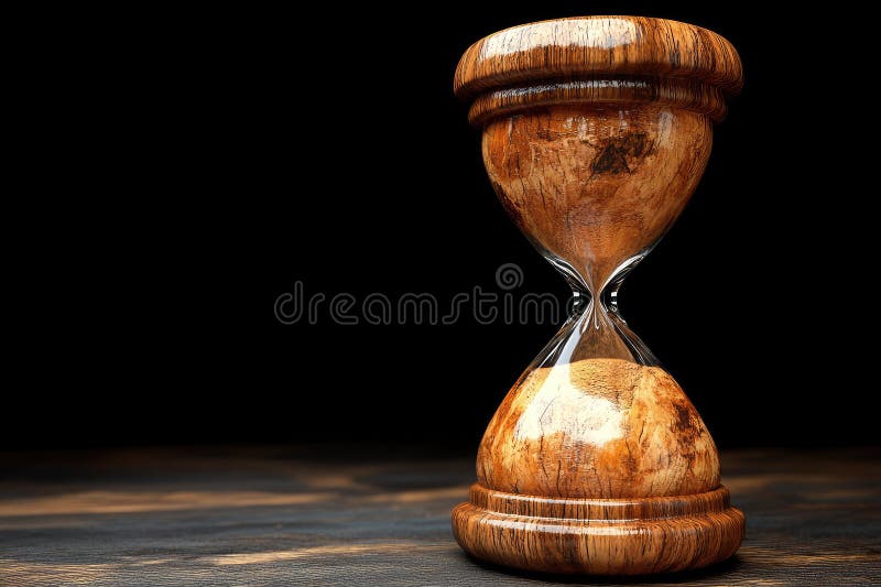 Clessidra di legno elegante sullo sfondo scuro illustrazione vettoriale