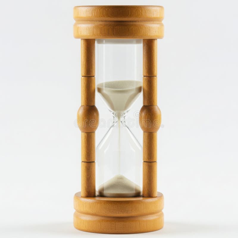 Clessidra di legno isolata su fondo bianco. concetto di scadenze temporali e di utilizzo della produttività royalty illustrazione gratis