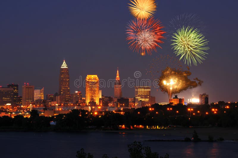 Cleveland fireworks stock photo. Image of gaudy, dark 24651136