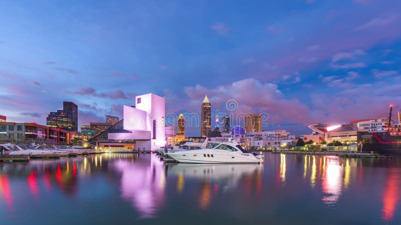 Cleveland, Ohio, USA downtown city skyline and harbor