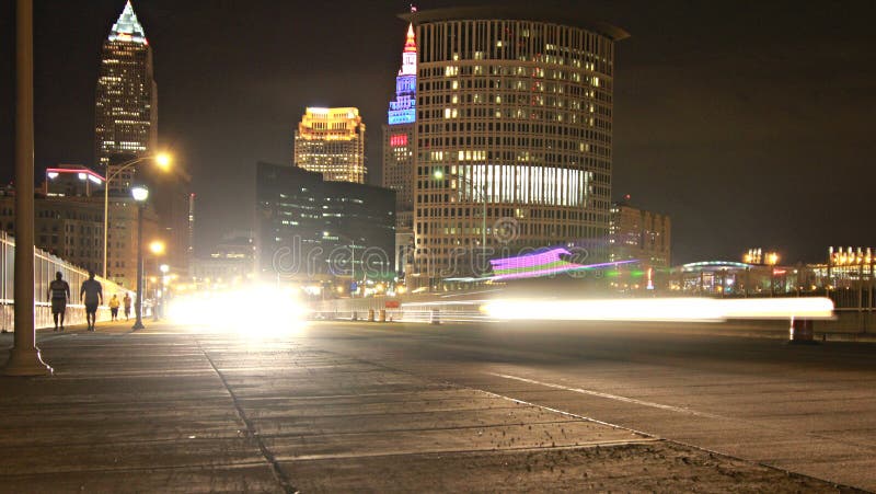 Cleveland-Skyline nachts stockfoto Cleveland-Skyline nachts stockfoto