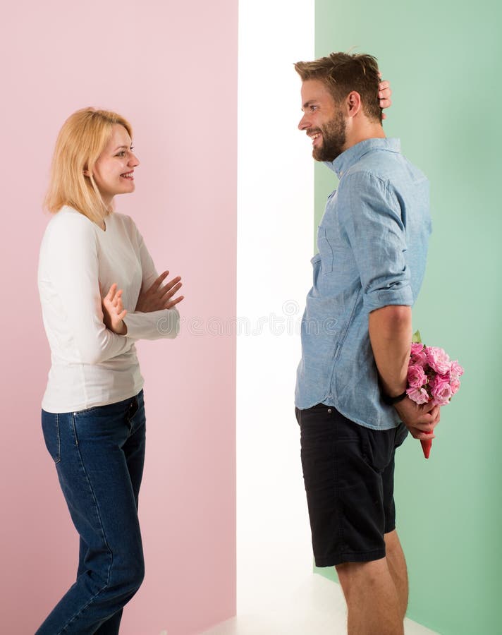 Clever Attentive Guy Making Surprise For Holiday Man With Beard Holds