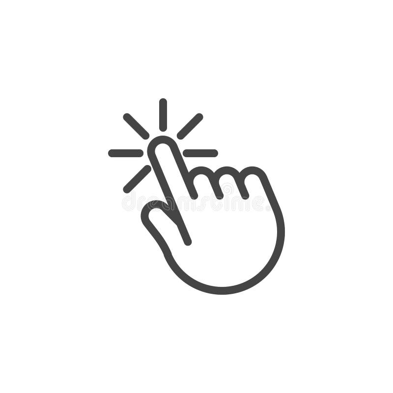 Clic del cursore della mano L'icona di web per i siti e i apps collega, depositi online Puntatore del mouse del computer Segno de illustrazione di stock