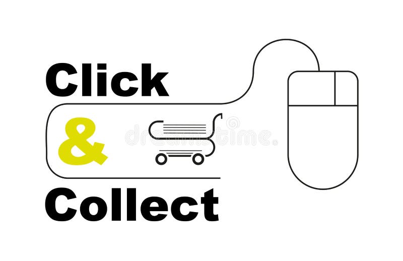 Click and collect internet shopping concept vector Drawing