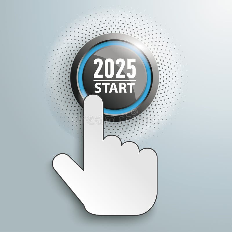 Click Hand Push Button 2025 Start vector illustration