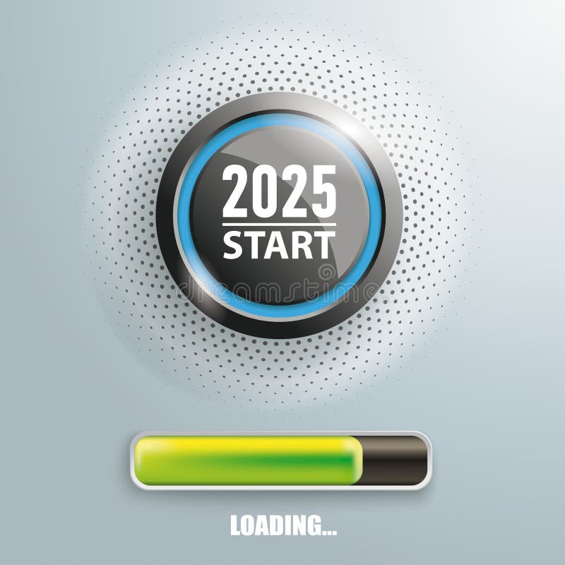 Click Hand Push Button 2025 Start Loading vector illustration