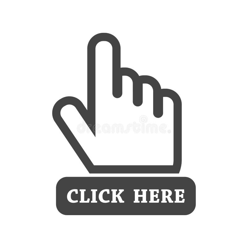 Click Here Button with Hand Icon. Vector Click Web Sign Cursor Symbol Stock  Vector - Illustration of cursor, pointer: 147322650