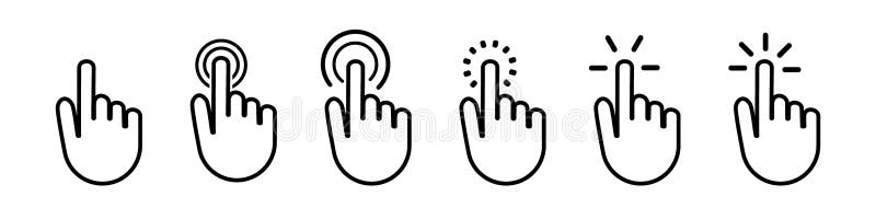 Click icon, mouse cursor vector pointer. finger point web internet link in computer. hand symbol isolated on white background stock illustration
