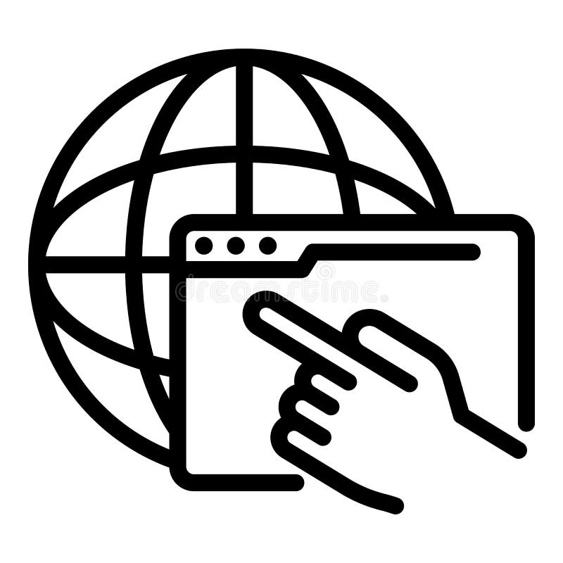 Click internet icon, outline style stock illustration
