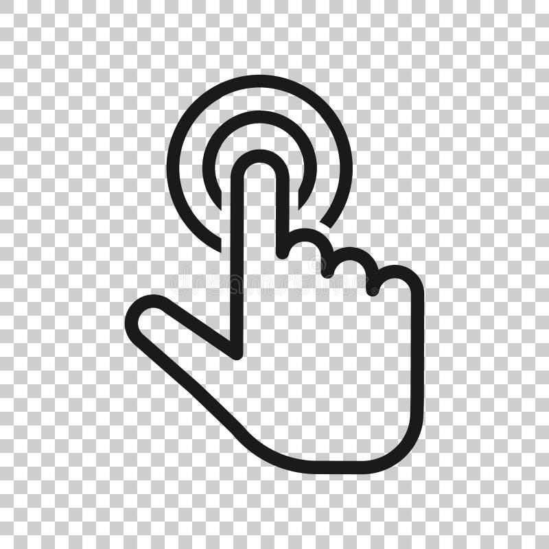 Click mouse icon in transparent style. Pointer vector illustration on isolated background. Hand push button business concept stock illustration